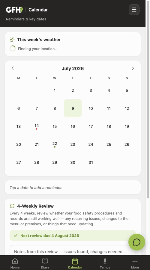 Calendar and reminders