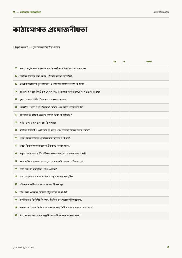 Guide page: the structural requirements checklist
