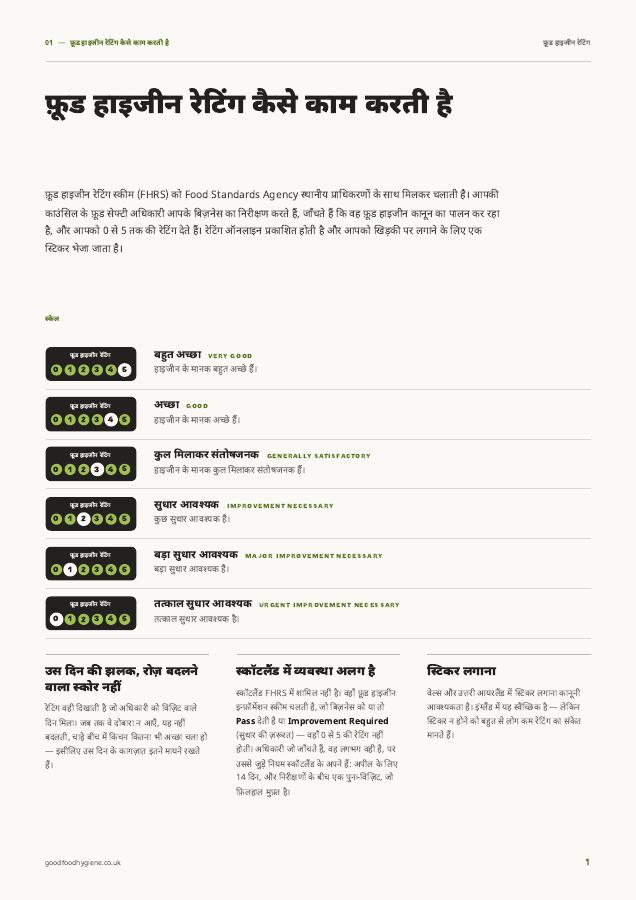 Guide page: how food hygiene ratings work