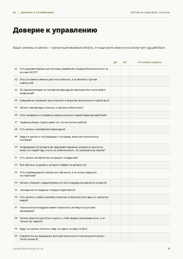 Guide page: the confidence in management checklist