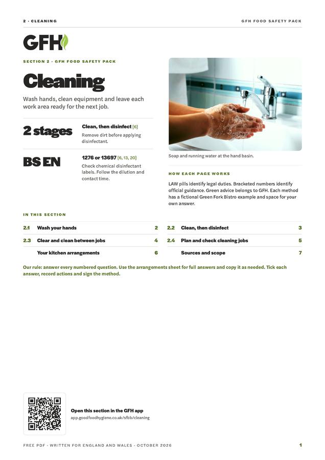 Pack page: the Cleaning section opener