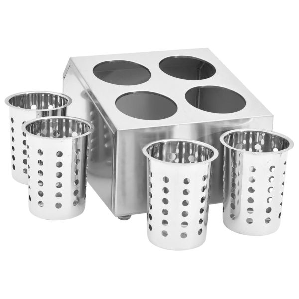 Cutlery Holder 4 Grids Square Stainless Steel - Image 7