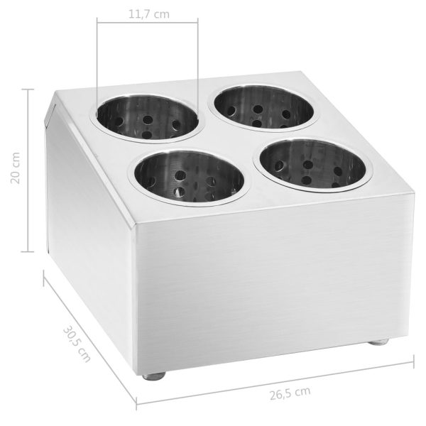 Cutlery Holder 4 Grids Square Stainless Steel - Image 9