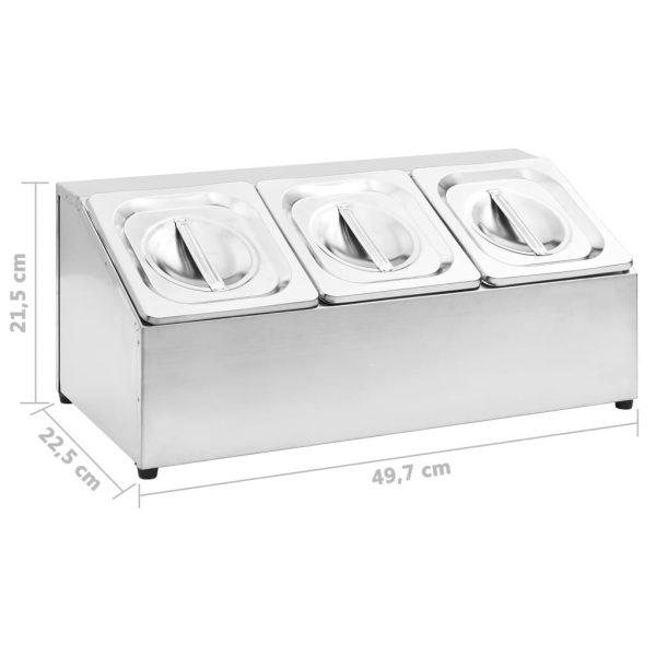 Gastronorm Container Holder with 3 GN 1/6 Pan Stainless Steel - Image 3