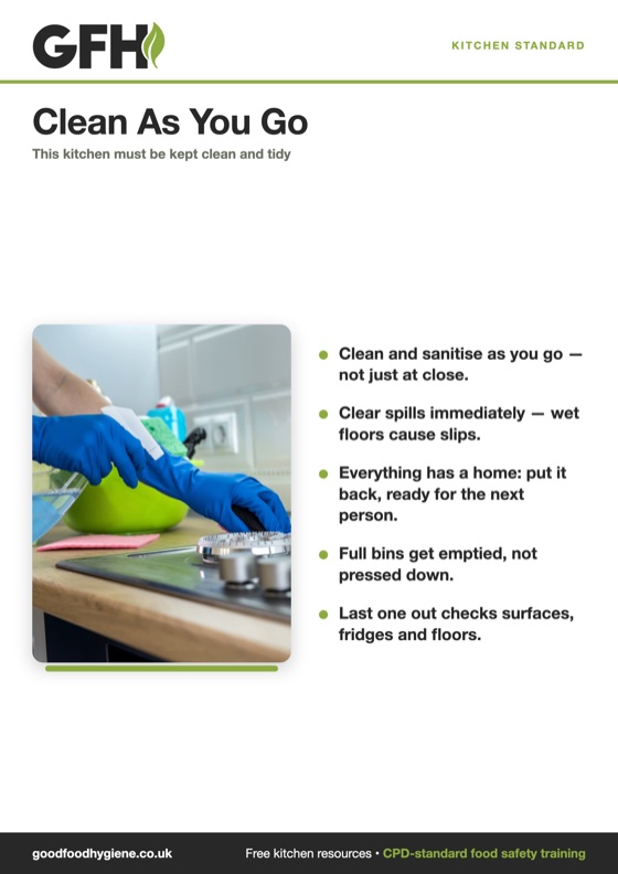 Keep This Kitchen Clean & Tidy — free A4 kitchen sign