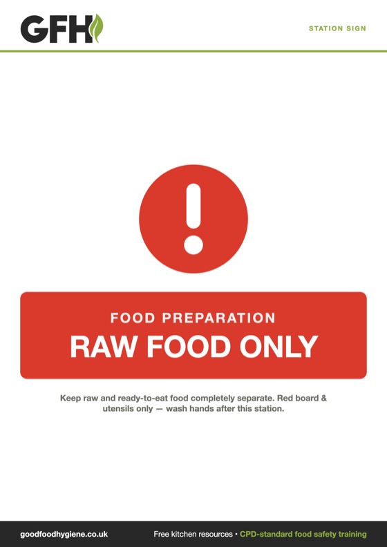 Station Sign: Raw Food Only — free A4 kitchen sign
