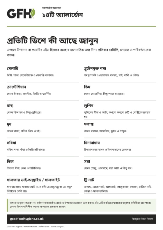 ১৪টি অ্যালার্জেন