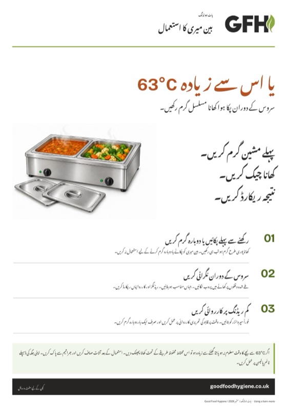 بین میری میں ہاٹ ہولڈنگ کے استعمال کا پوسٹر، A4