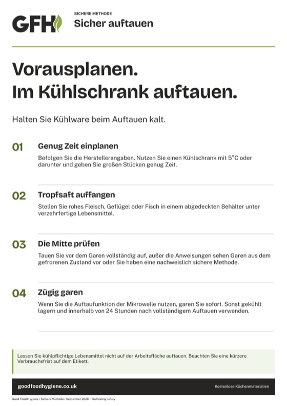 Das Poster Sicher auftauen, A4