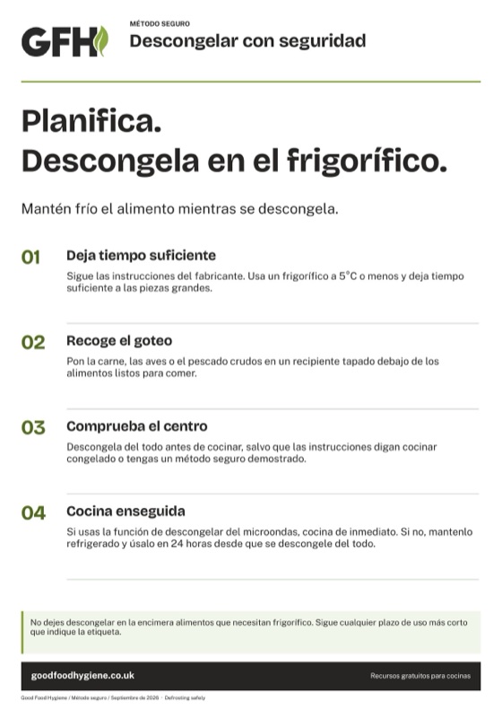 Cartel para descongelar alimentos con seguridad, A4