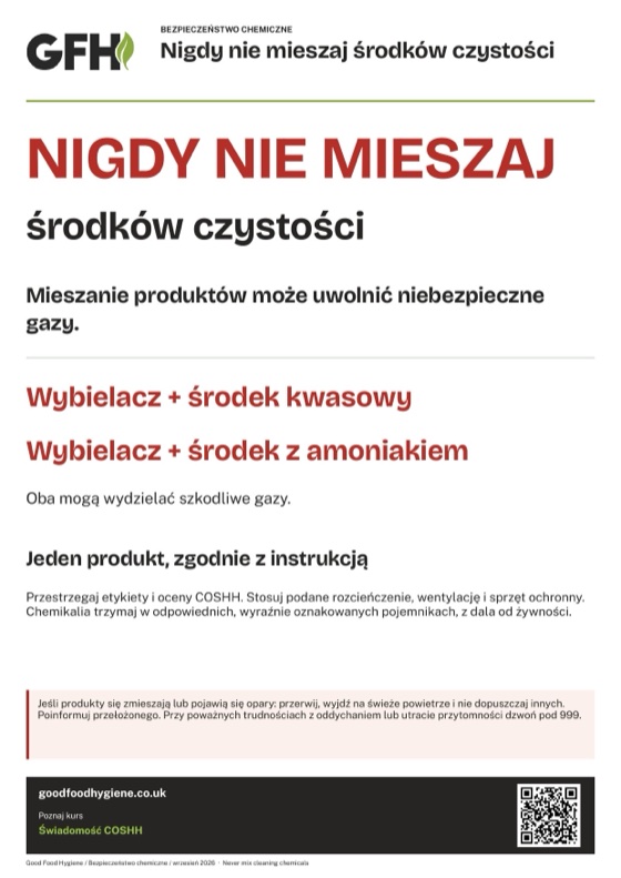 Nigdy nie mieszaj środków czystości