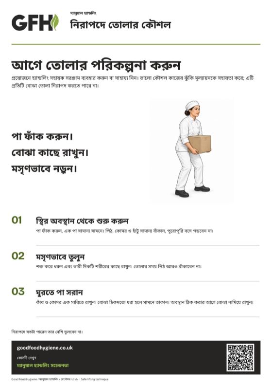 নিরাপদে তোলার কৌশল, ম্যানুয়াল হ্যান্ডলিং পোস্টার, A4