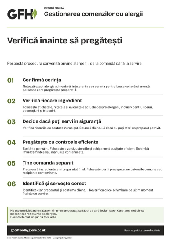 Gestionarea comenzilor cu alergii