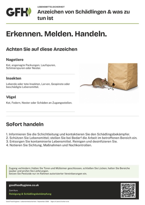 Das Poster Anzeichen von Schädlingen & was zu tun ist, A4