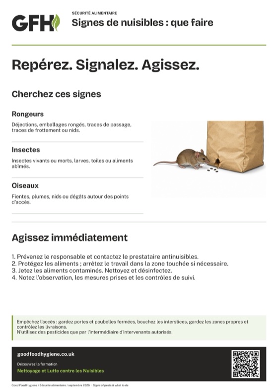 L'affiche des signes de nuisibles et de la conduite à tenir, A4