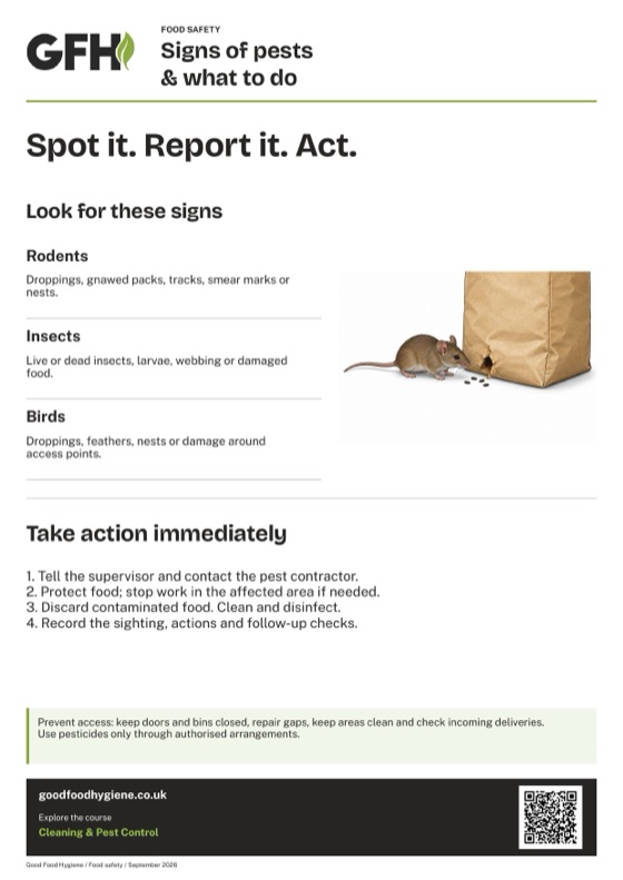 Signs of Pests: free A4 kitchen poster