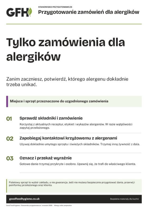 Oznaczenie stanowiska: zamówienia dla alergików
