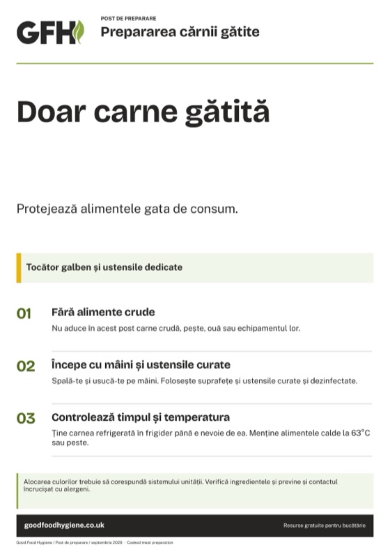 Semnul pentru postul de preparare a cărnii gătite, zona galbenă, A4