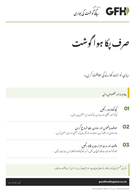 پکے گوشت کی تیاری کے اسٹیشن کا سائن، پیلا زون، A4