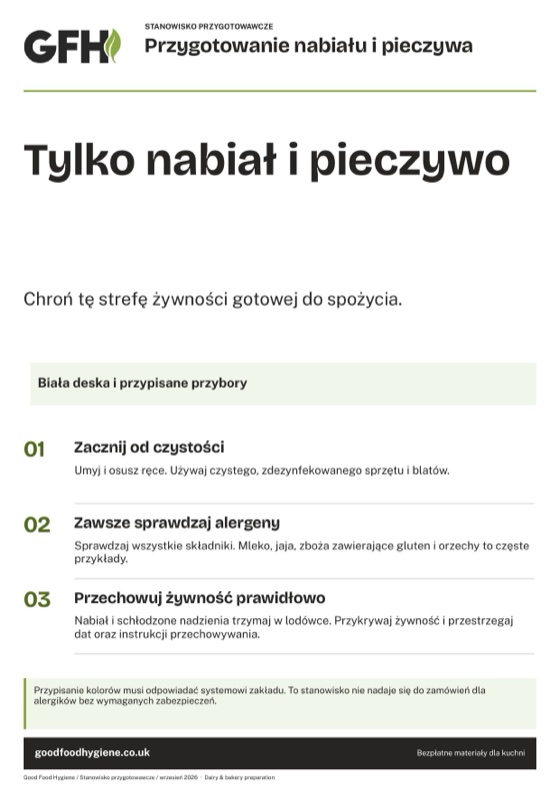 Oznaczenie stanowiska: nabiał i pieczywo