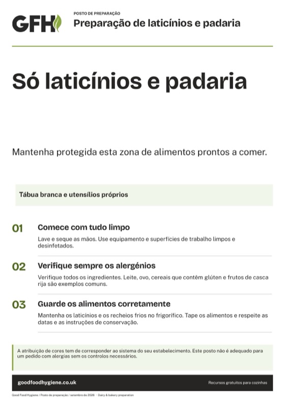 O sinal do posto de preparação de laticínios e padaria, zona branca, A4