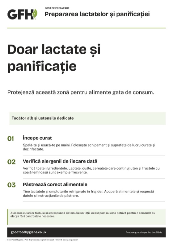 Semnul pentru postul de preparare a lactatelor și panificației, zona albă, A4