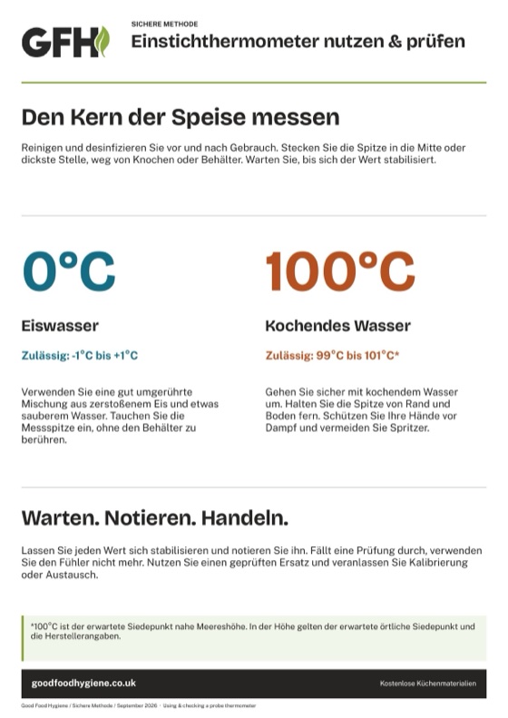 Das Poster Einstichthermometer nutzen & prüfen, A4