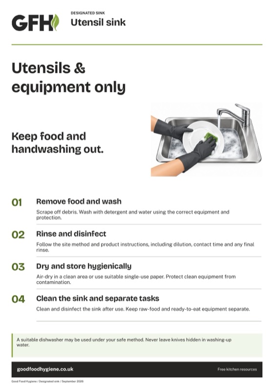 The utensil and equipment sink sign, A4