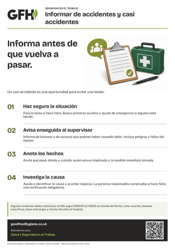 Cartel para informar de accidentes y casi accidentes, A4