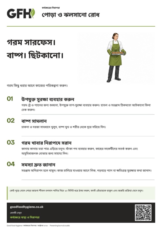 কিচেনে পোড়া ও ঝলসানো রোধের পোস্টার, A4