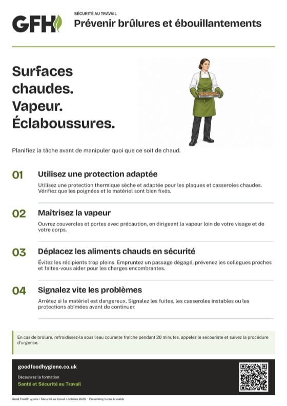 L'affiche pour prévenir les brûlures et les ébouillantements en cuisine, A4