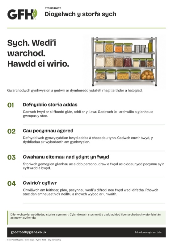 Diogelwch y storfa sych