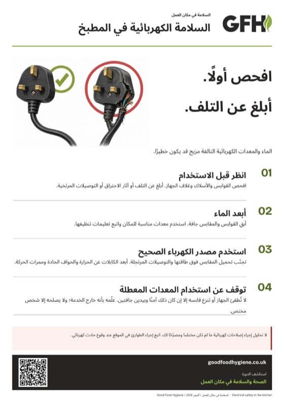 ملصق السلامة الكهربائية في المطبخ، بمقاس A4