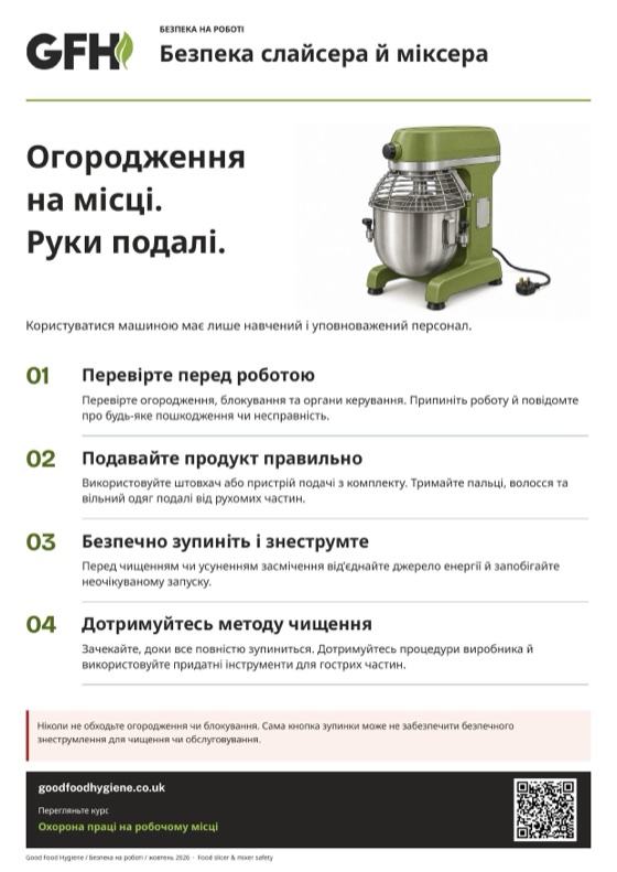Безпека слайсера й міксера