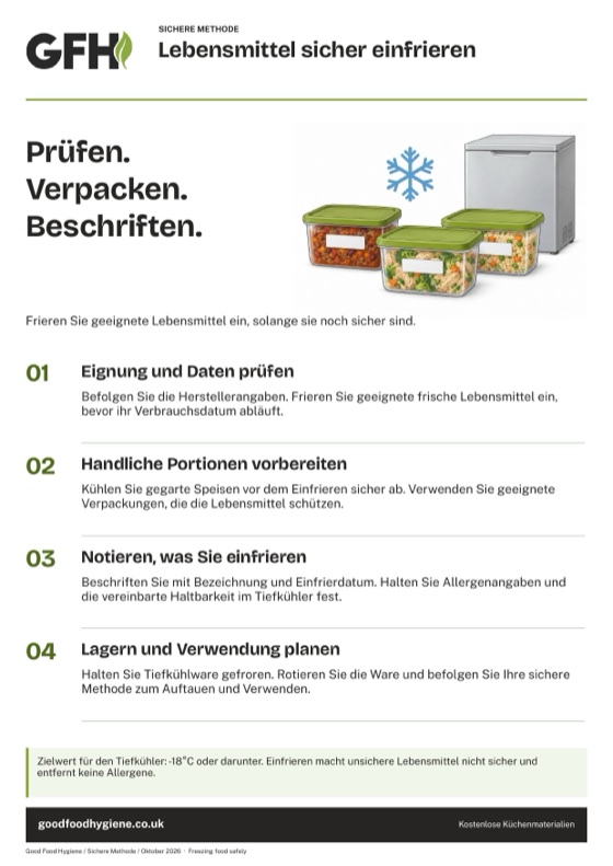 Lebensmittel sicher einfrieren
