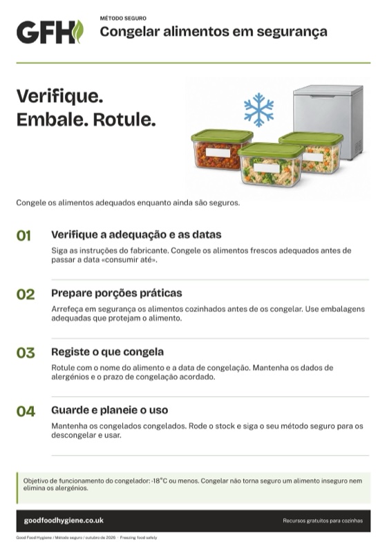 Congelar alimentos em segurança
