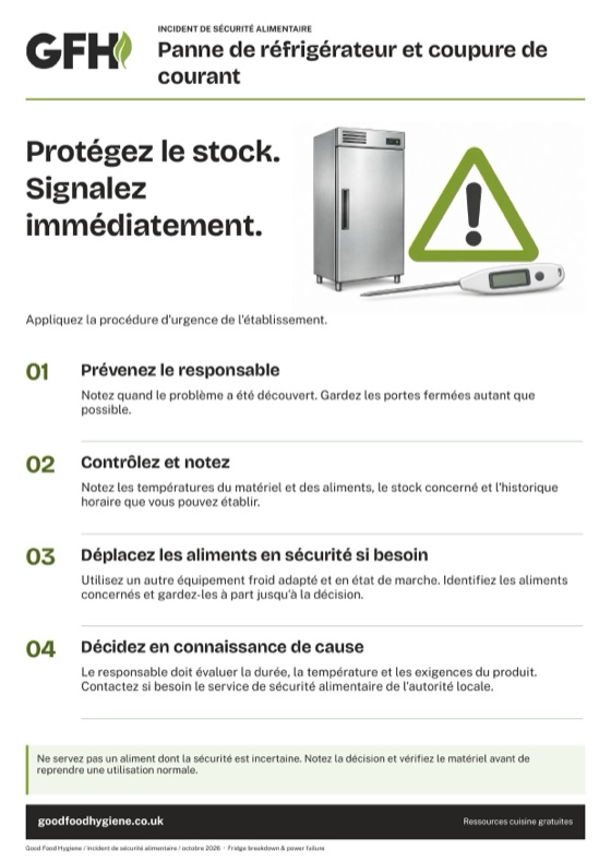 Panne de réfrigérateur et coupure de courant