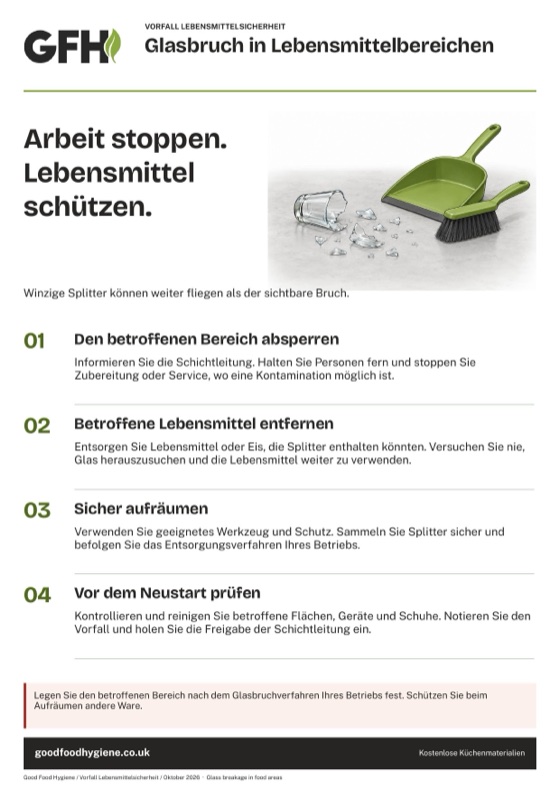 Glasbruch in Lebensmittelbereichen