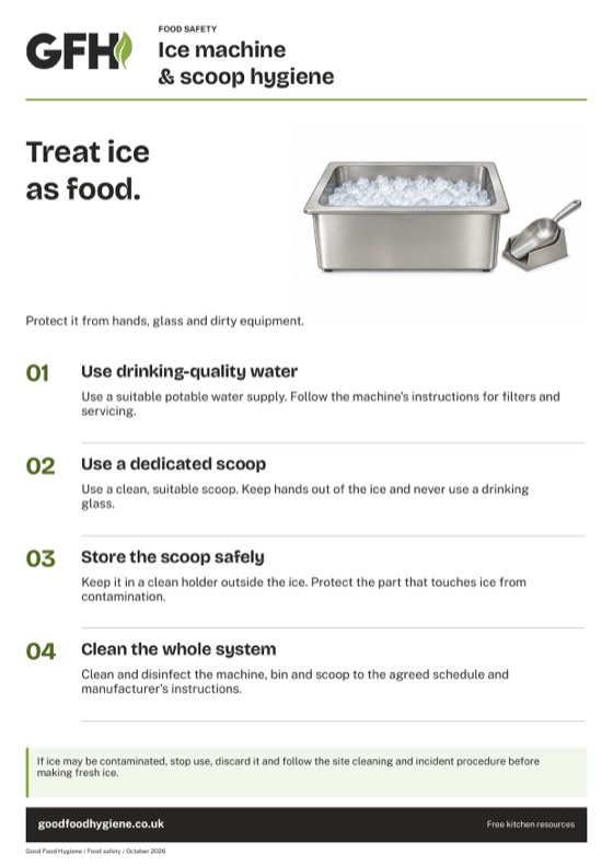 The ice machine and scoop hygiene poster, A4