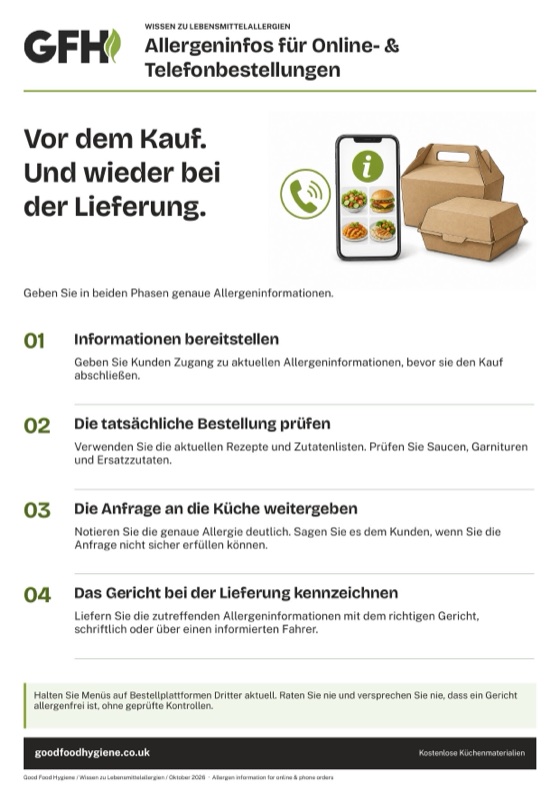 Allergeninfos für Online- & Telefonbestellungen