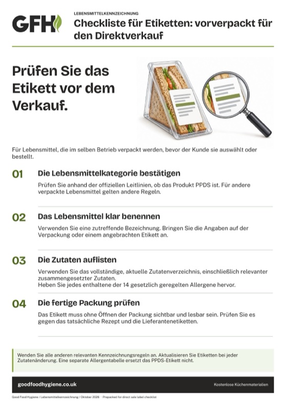 Checkliste für PPDS-Etiketten