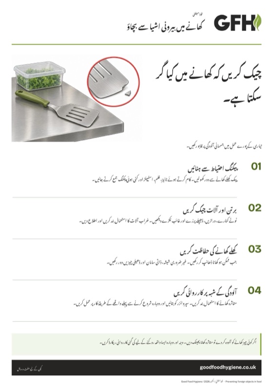 کھانے میں بیرونی اشیا سے بچاؤ کا پوسٹر، A4
