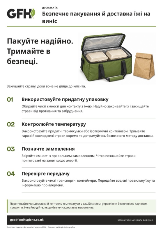 Пакування й доставка їжі на виніс